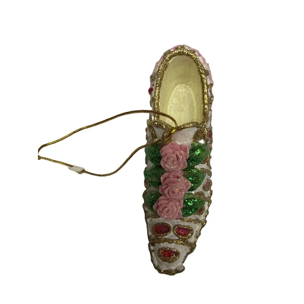 Victorian Rococo Style Ornament Ornate Shoe Resin Embellished Sparkly Christmas